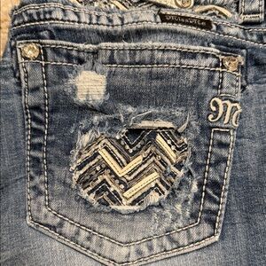 Miss Me Blue Jeans with Chevron Patch